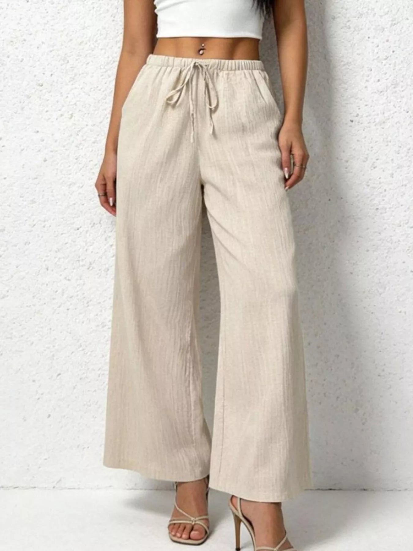 Casual Drawstring Wide Leg Pants Secondary image