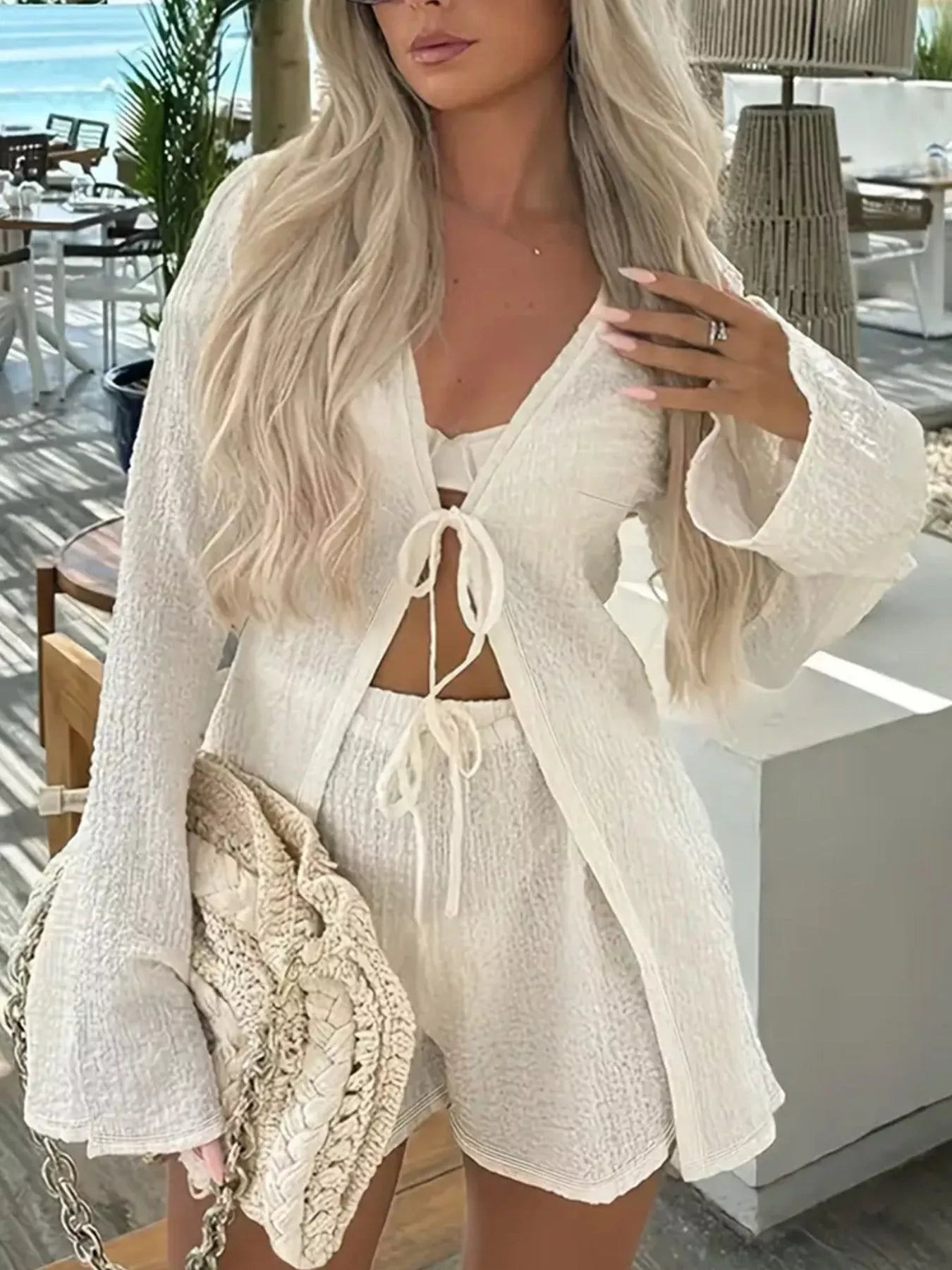 Tie-Front Cover-Up and Shorts Set Secondary image