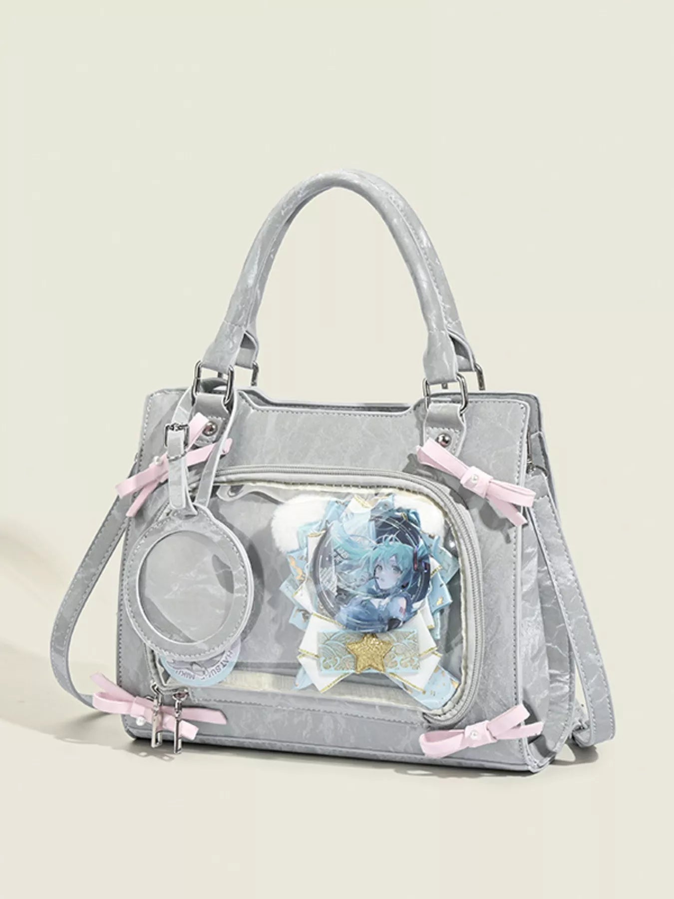 Clear Window Crossbody Bag with Bow Accents Secondary image