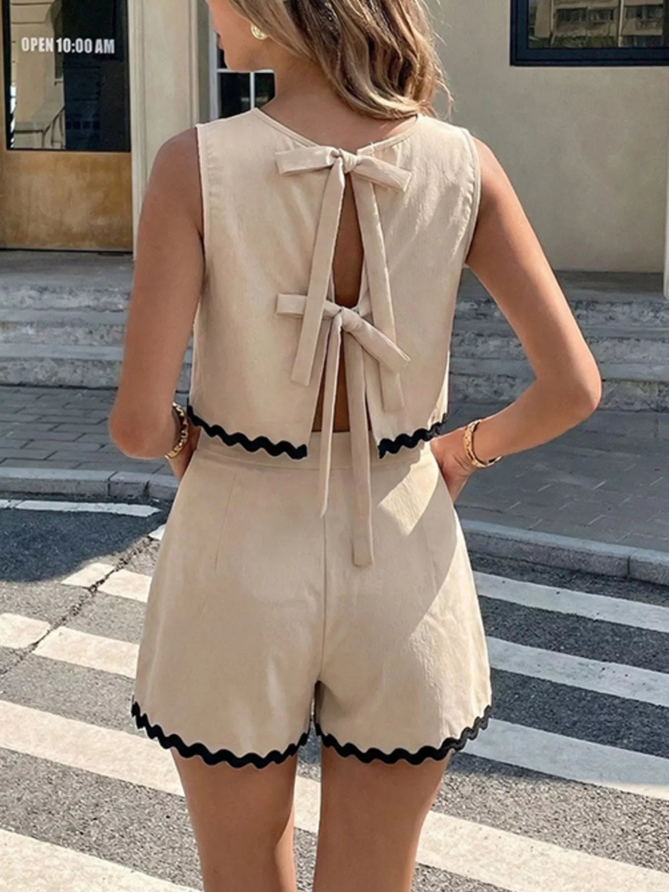 Scalloped Trim Tank and Shorts Set Secondary image