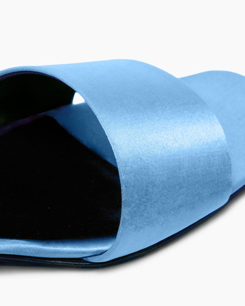 Satin Kitten Heel Open Toe Slip-On Sandals