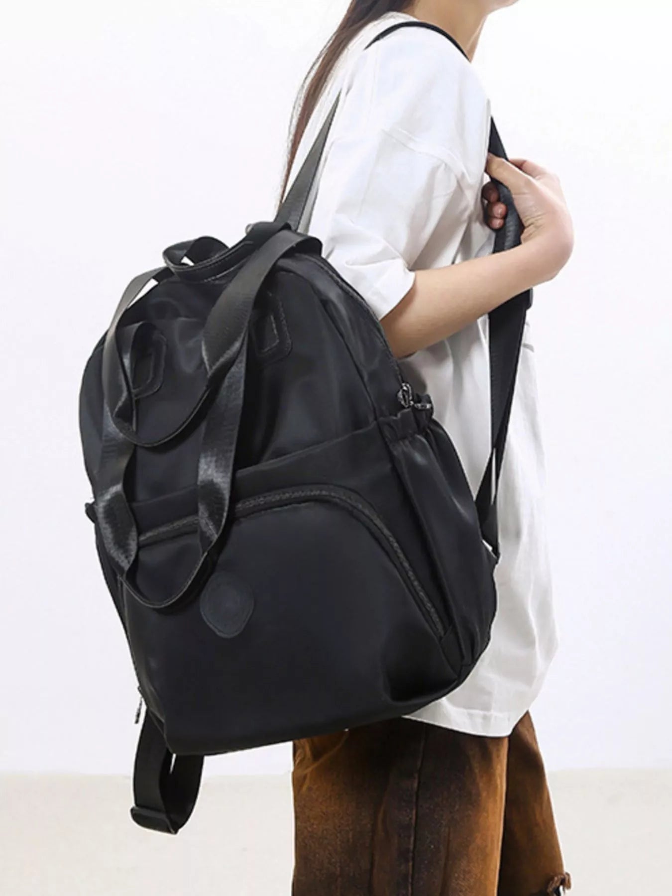 Lightweight Solid Color Backpack Bag Secondary image