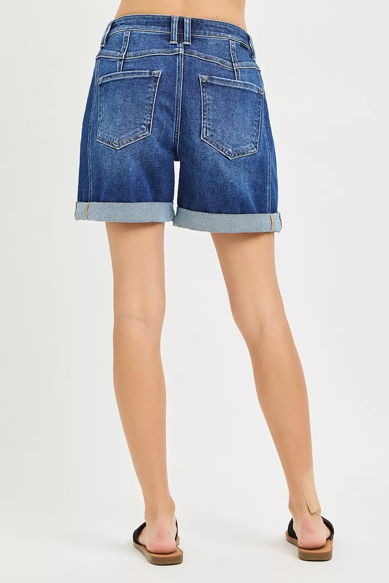 RISEN High Rise Seamed Roll Up Shorts Secondary image