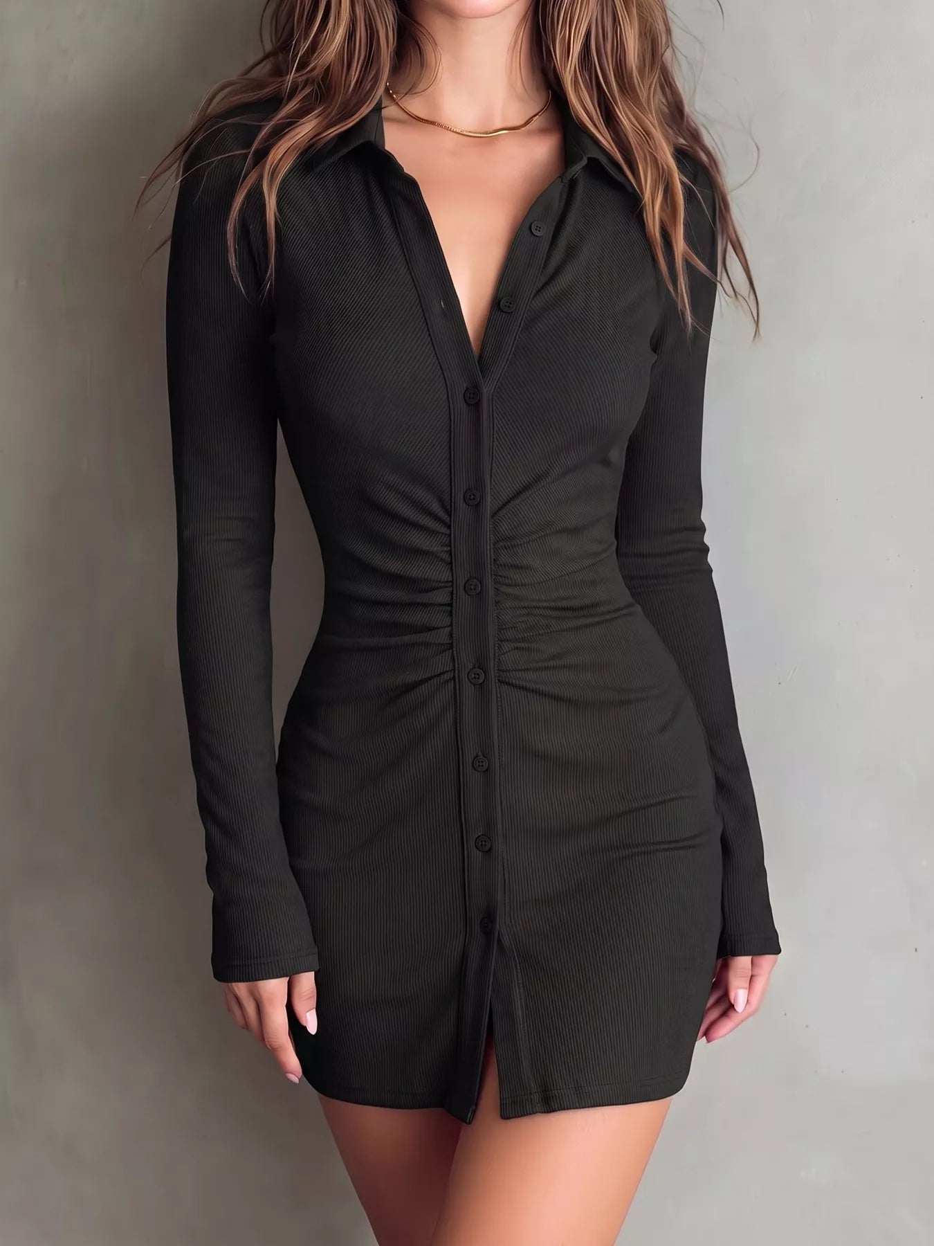 Button-Down Bodycon Mini Dress Secondary image