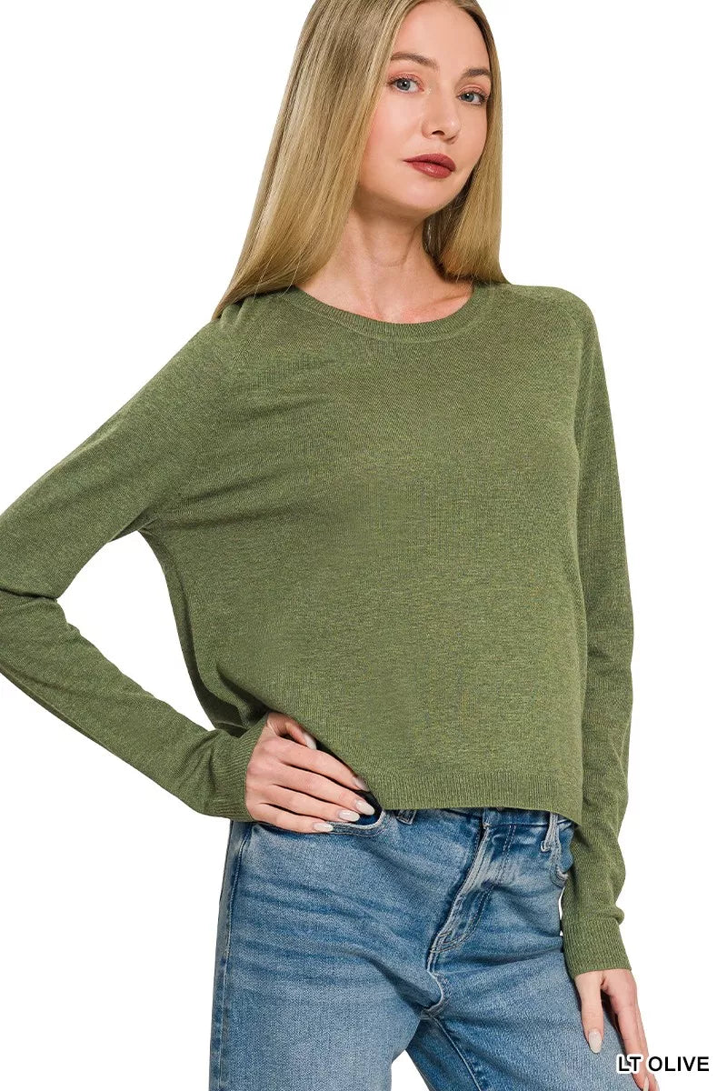 Zenana Lightweight Wool Blend Round Neck Sweater Secondary image