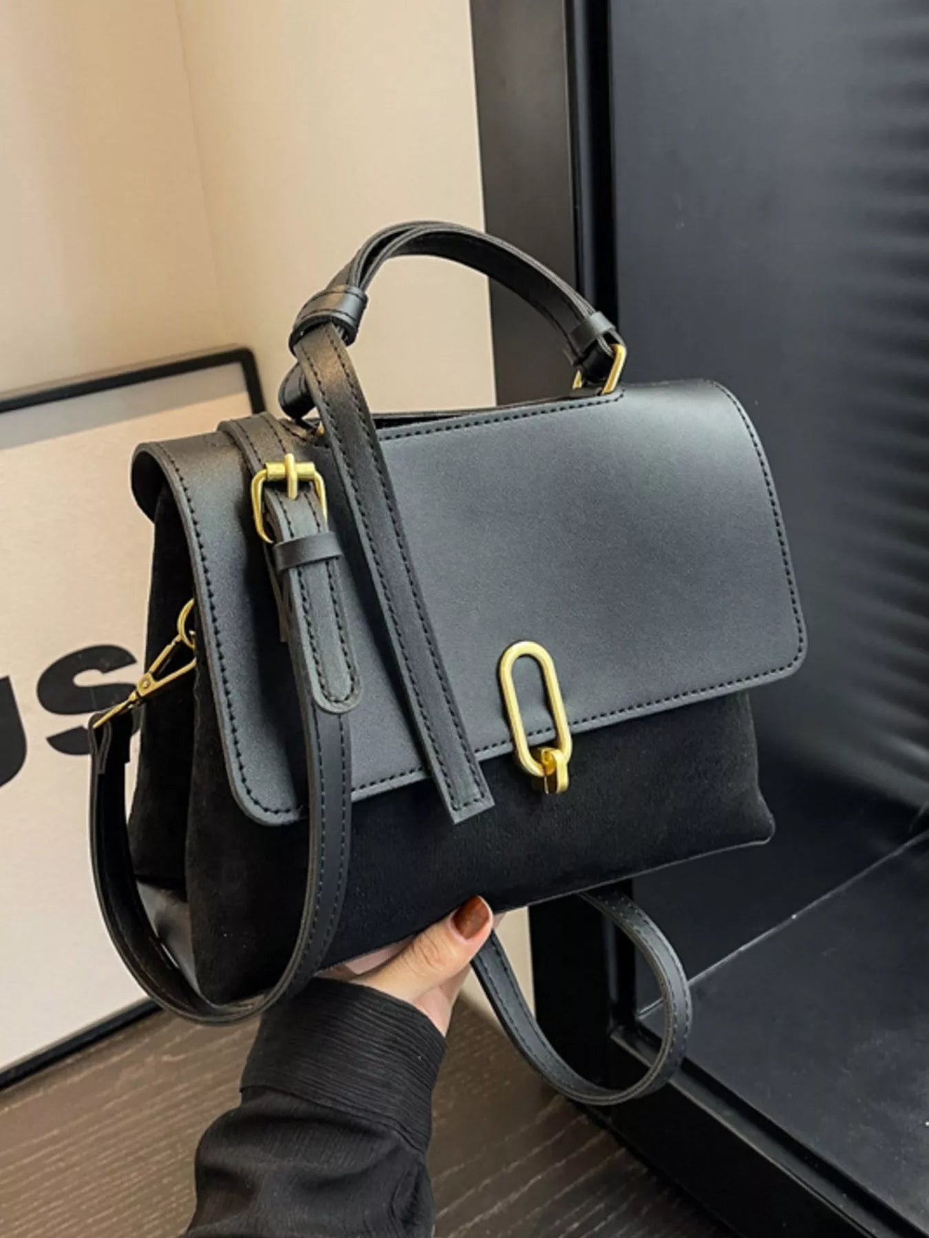 Buckle Crossbody Bag with Top Handle Secondary image
