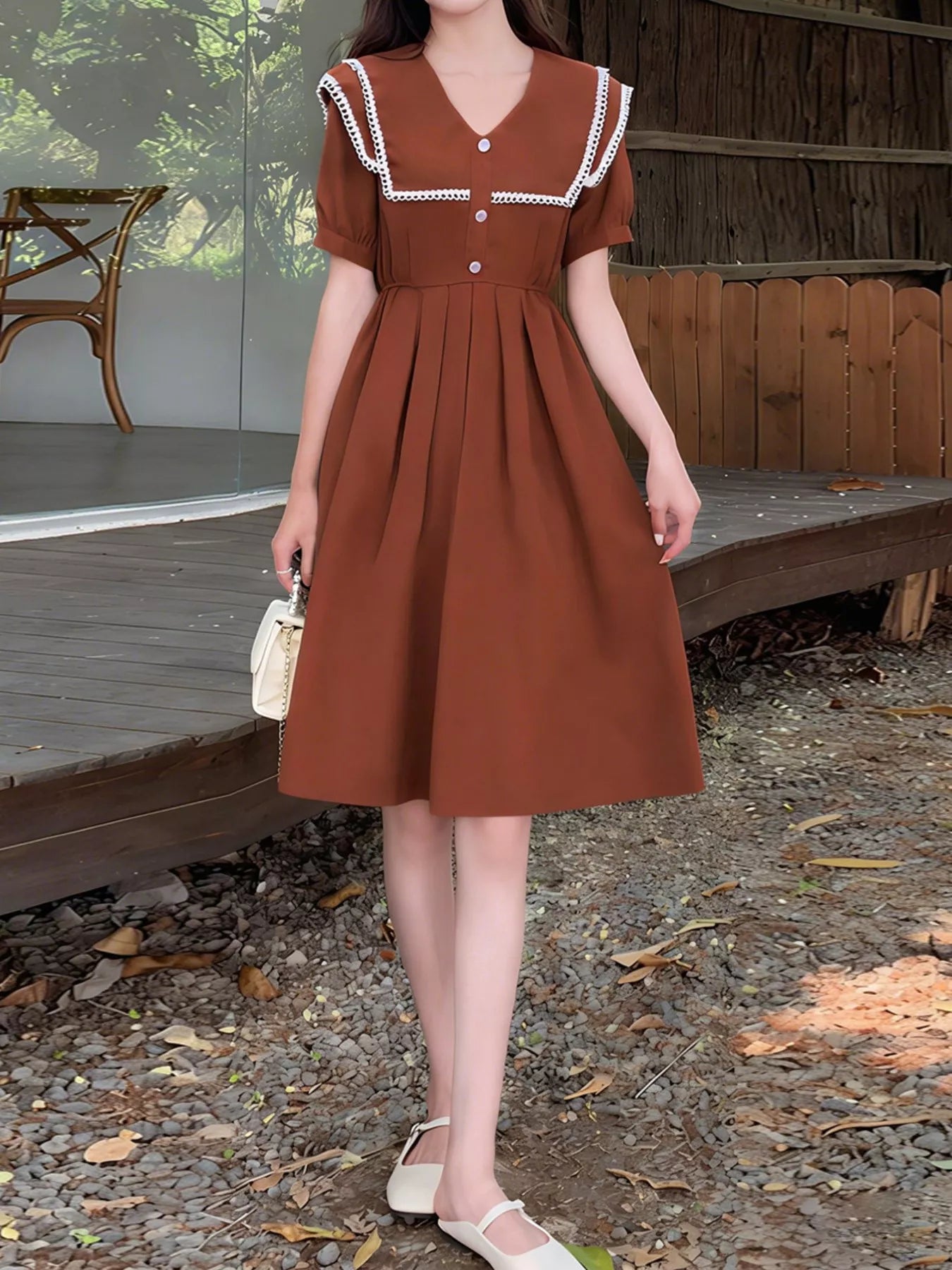 Sailor Collar Pleated Dress Secondary image