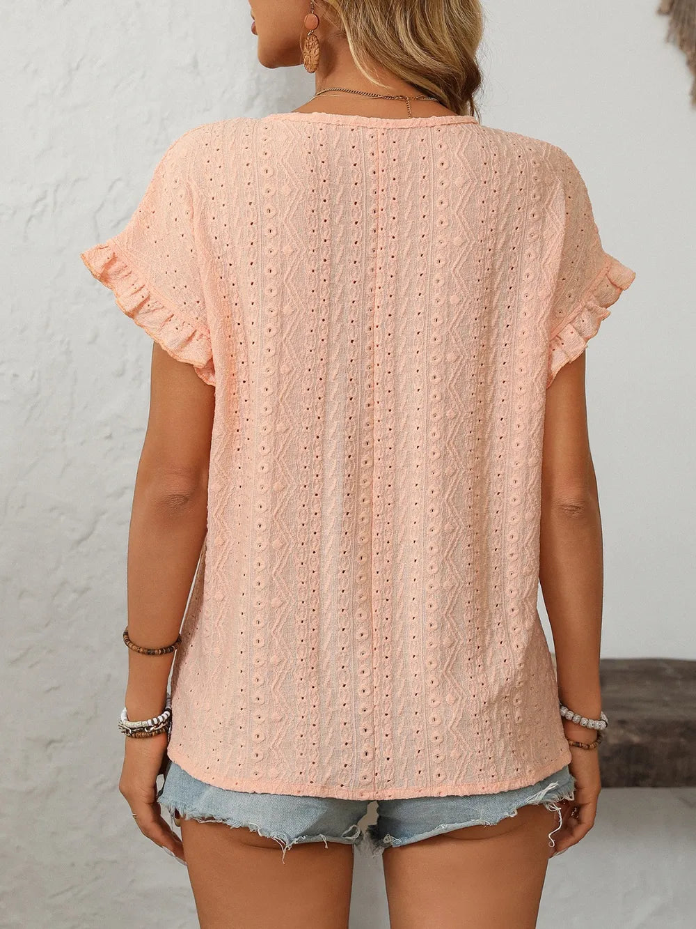 Mandy Eyelet Round Neck Short Sleeve Top Secondary image