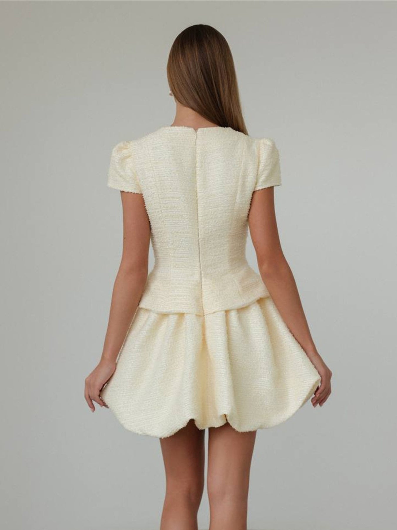 Button Up Short Sleeve Top and Bubble Hem Skirt Set Secondary image