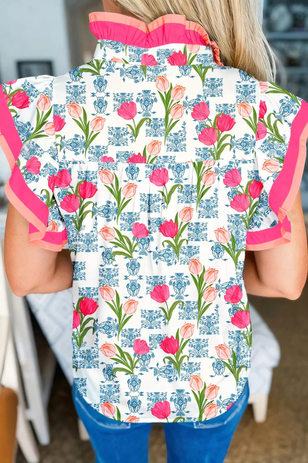 Floral Print Ruffle Collar Blouse Secondary image