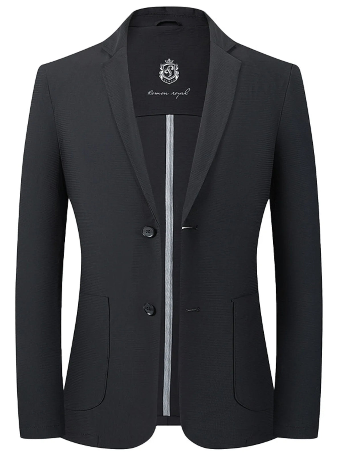 Men's Lapel Collar Long Sleeve Blazer – Grey / Black - photo 8