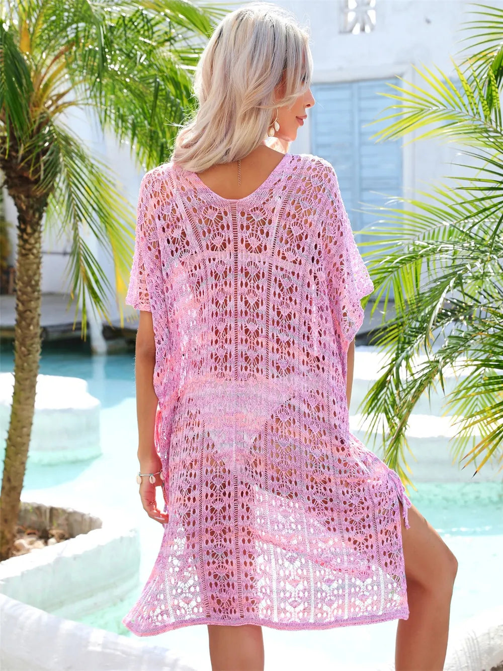 Angel Wings Slit Openwork V-Neck Cover Up Secondary image