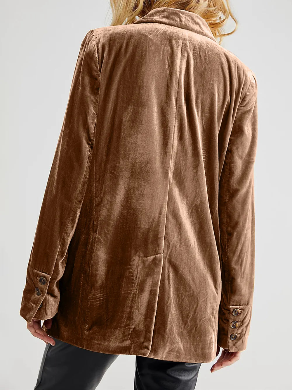Lapel Collar Long Sleeve Blazer with Pockets Secondary image