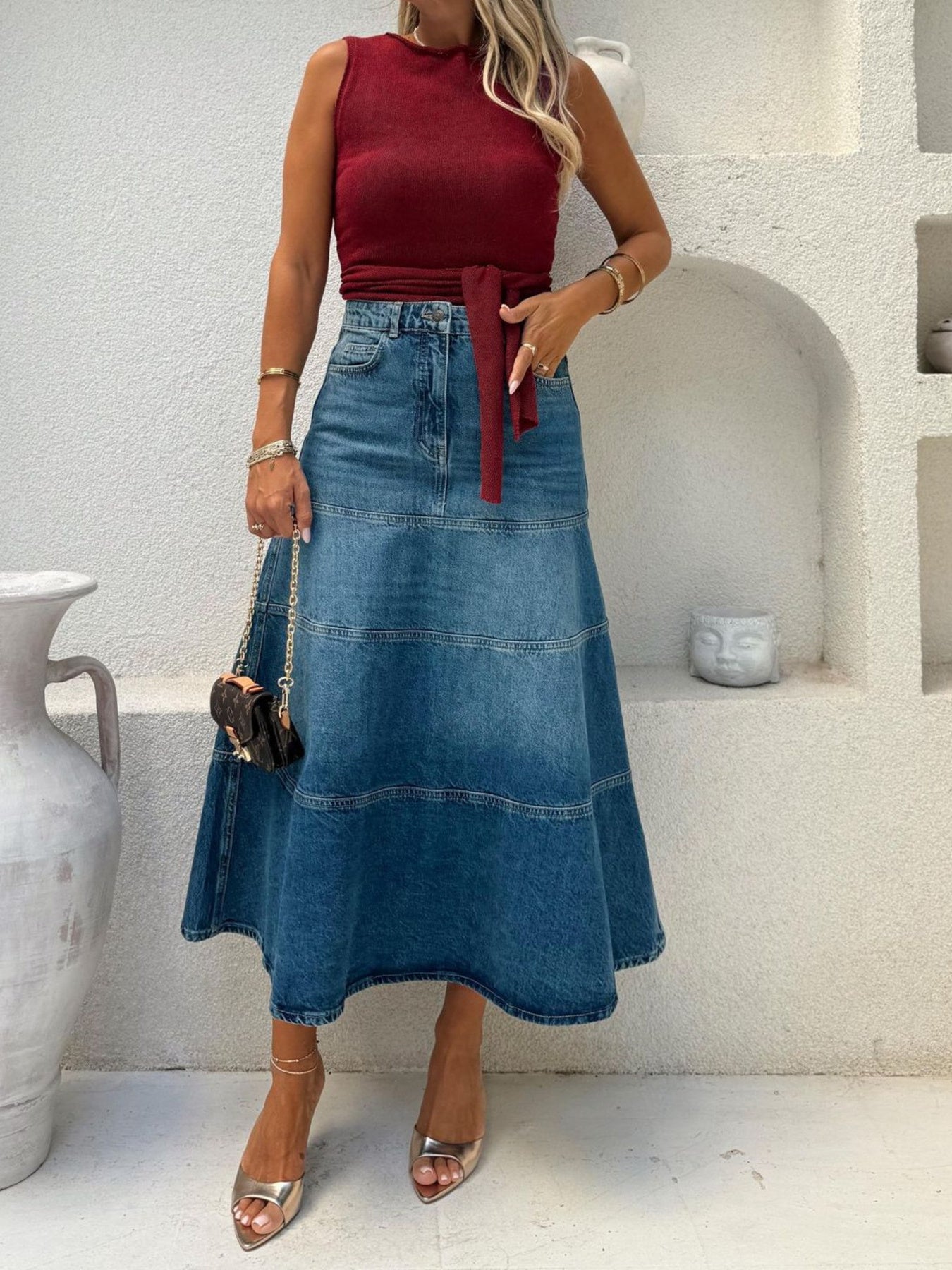 High-Waisted Denim Skirt Secondary image