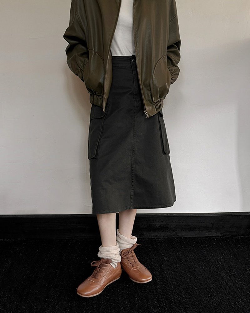 Retro Nappa Leather Lace-Up Flat Sneakers