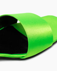 Satin Kitten Heel Open Toe Slip-On Sandals