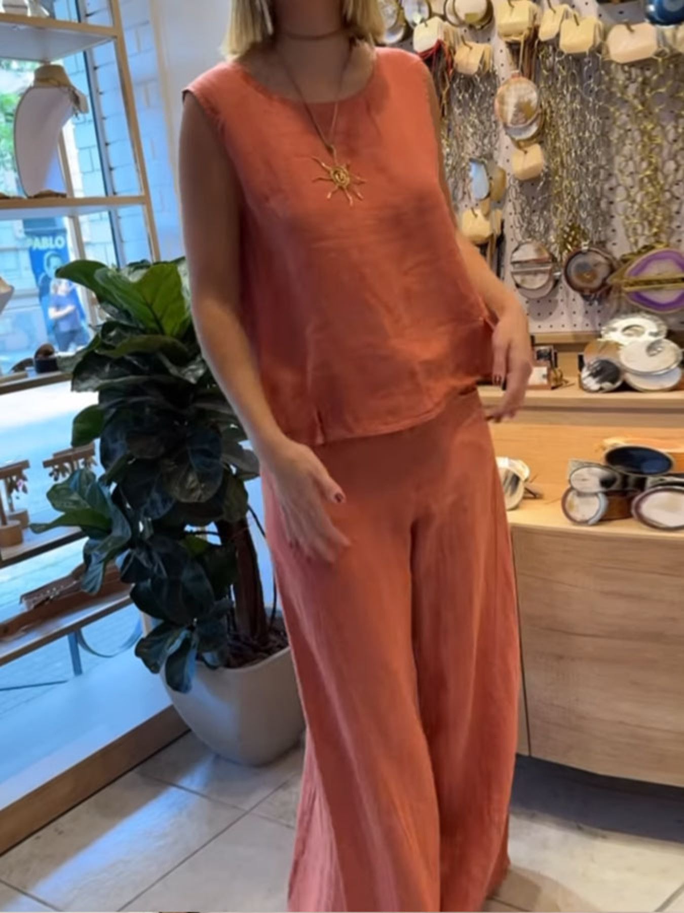 Full Size Round Neck Tank and Pants Set Plus Size Secondary image