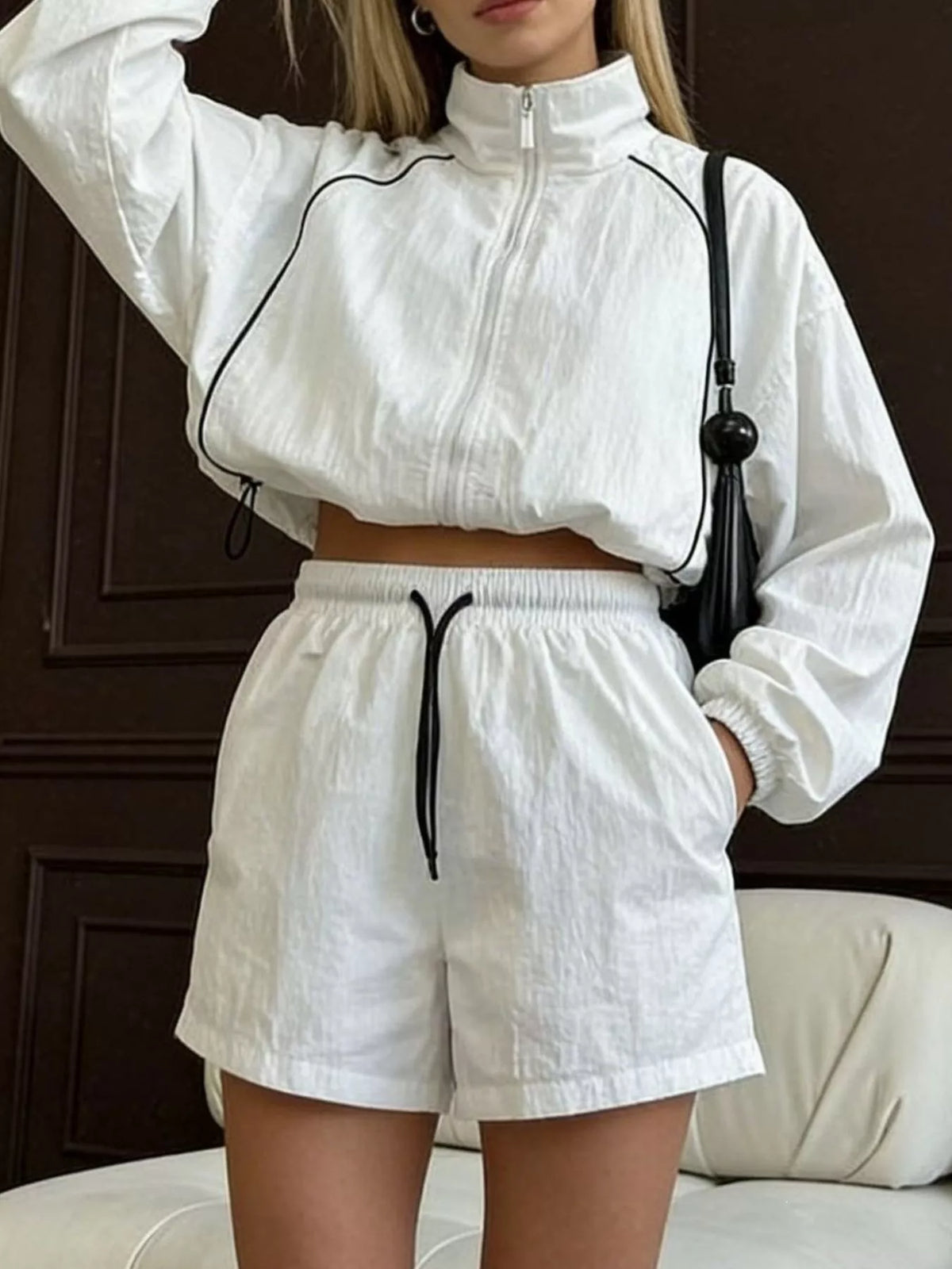 Zip-Up Jacket and Shorts Two-Piece Set - photo 6