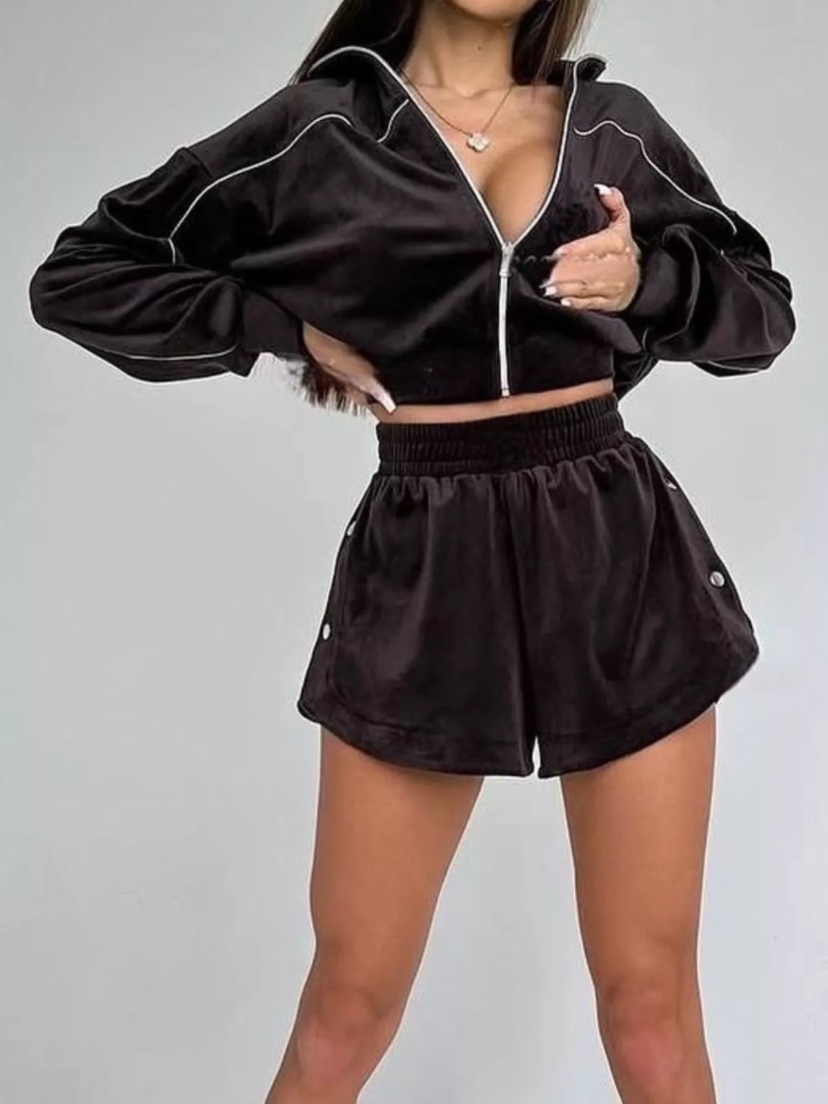 Zip-Up Outerwear and Shorts Set - photo 22