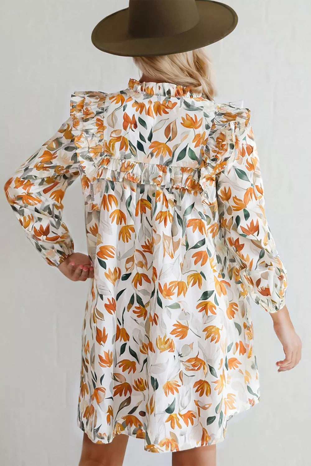 Bohemian Floral Print Ruffle Mini Dress Secondary image