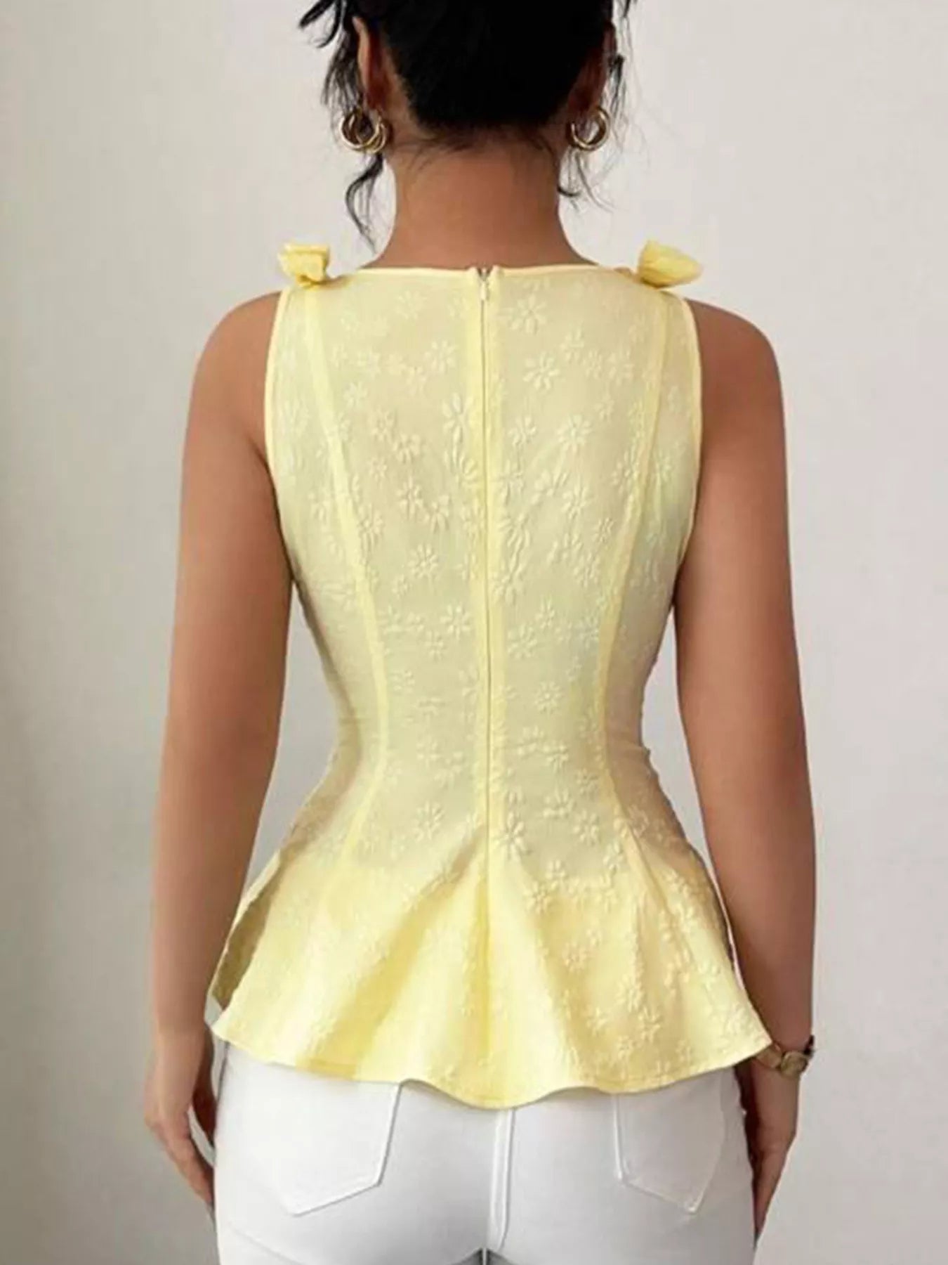 Bow Shoulder Peplum Tank Secondary image