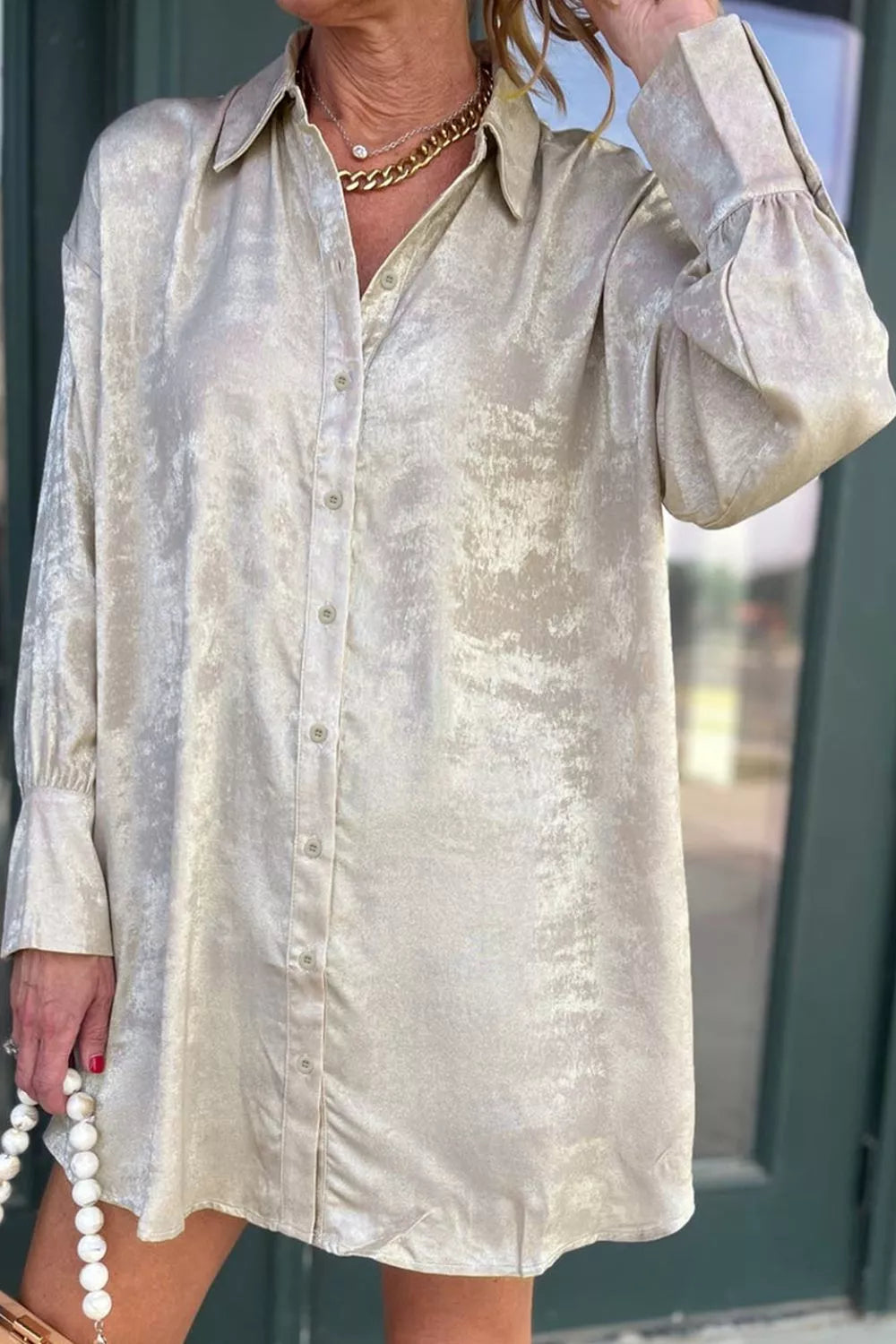 Solid Pattern Mini Length One Piece Long Sleeve Shift Dress Secondary image