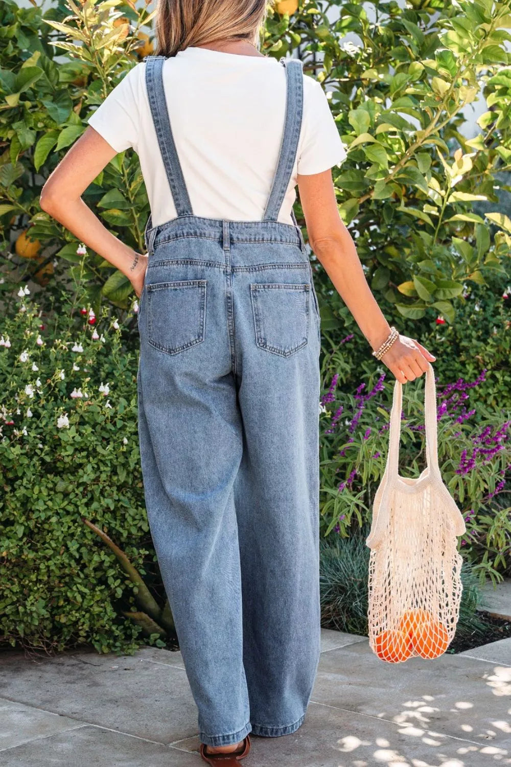 Pleated Wide Leg Retro Pocketed Denim Jumpsuit Secondary image