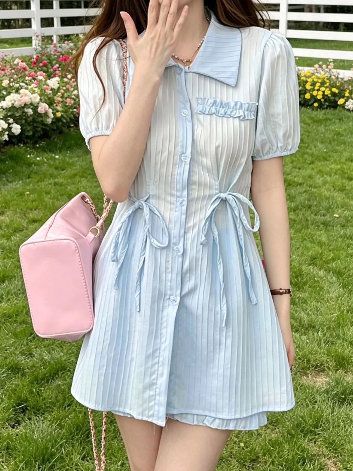 Tied Button Up Shirt and Shorts Set Secondary image