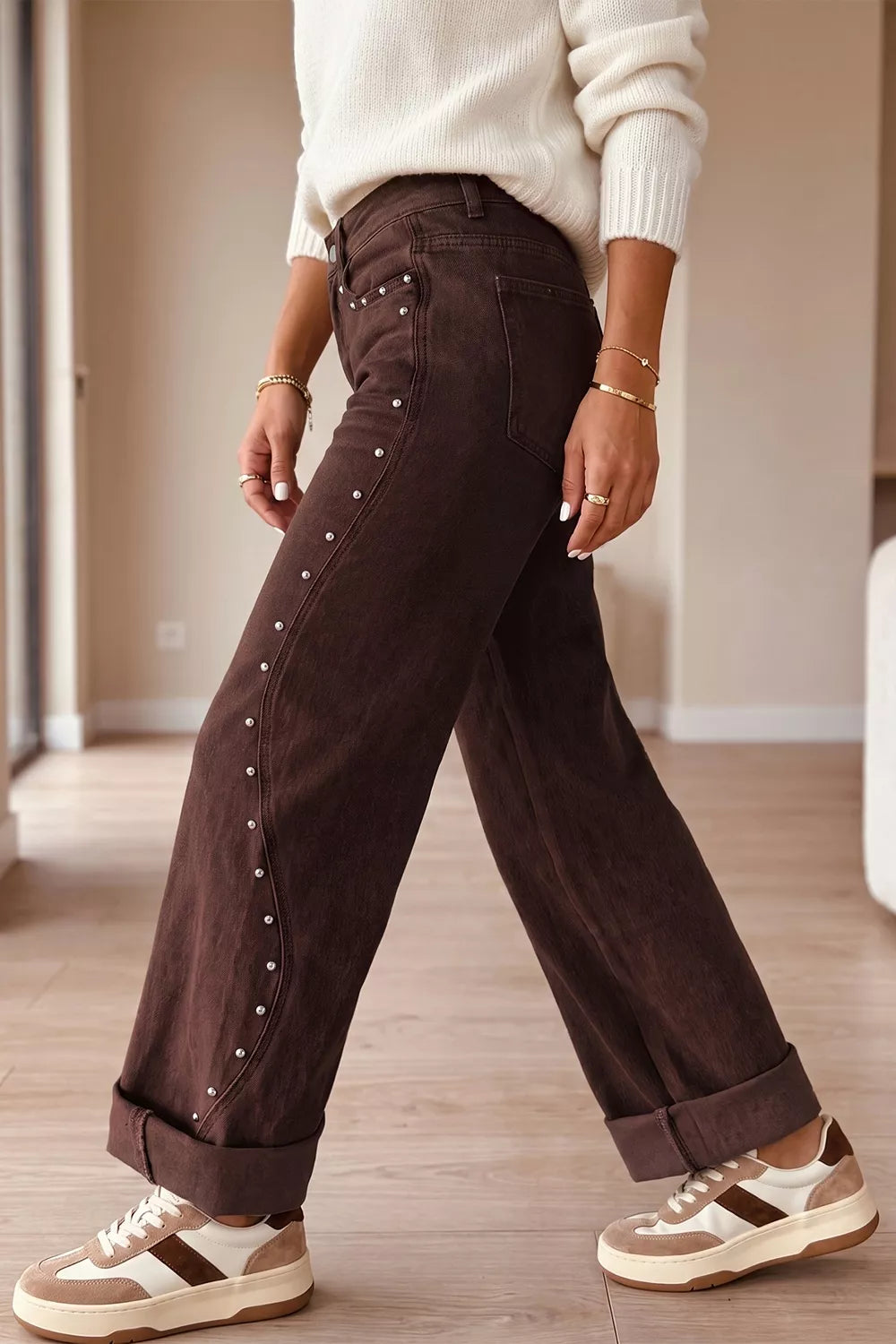 Embellished Wide-Leg Denim Jeans Secondary image