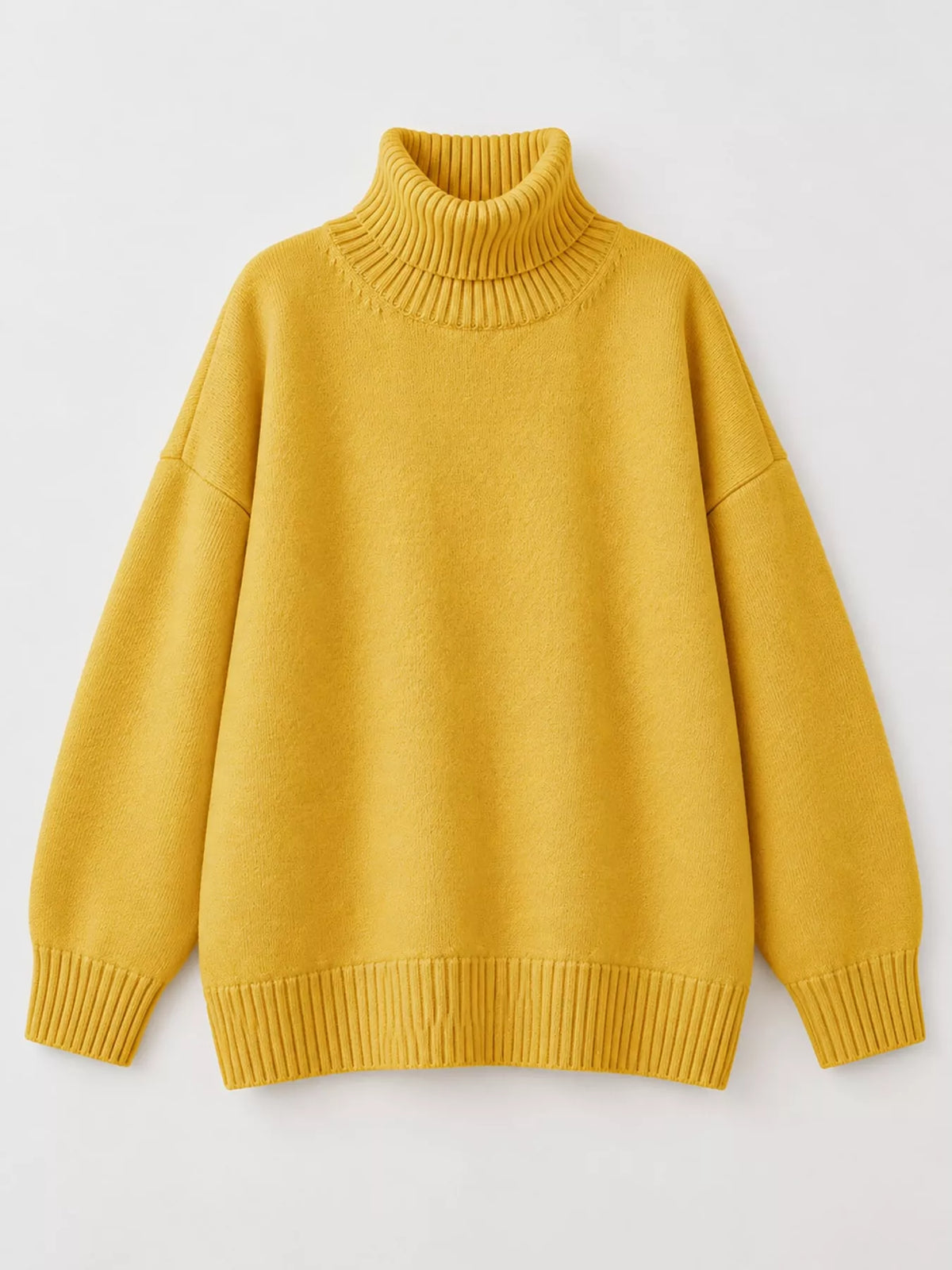 Women's Oversized Ribbed Turtleneck Sweater – Dropped Shoulder Relaxed Fit - photo 28