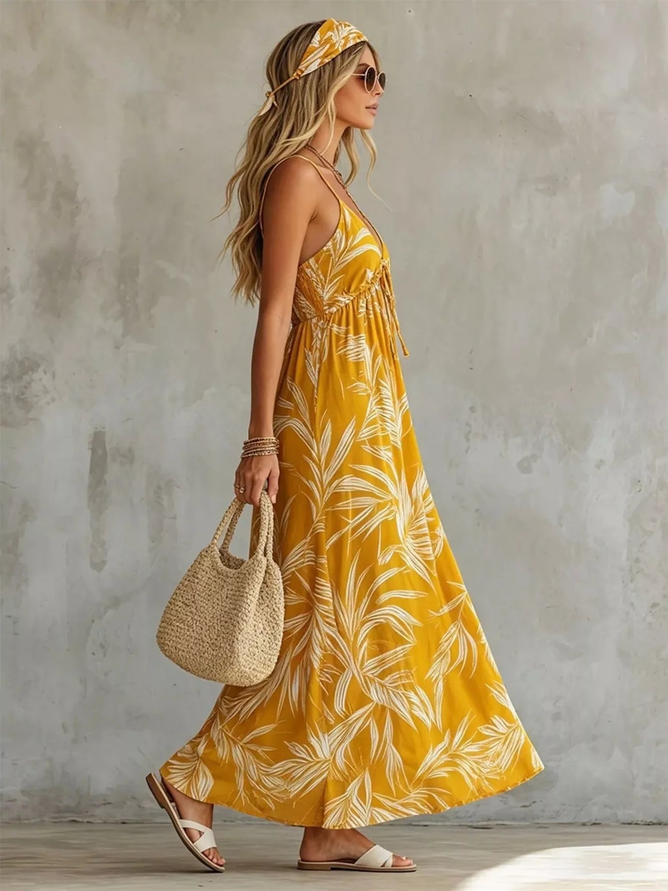 Full Size Printed Spaghetti Strap Maxi Dress Plus Size Secondary image