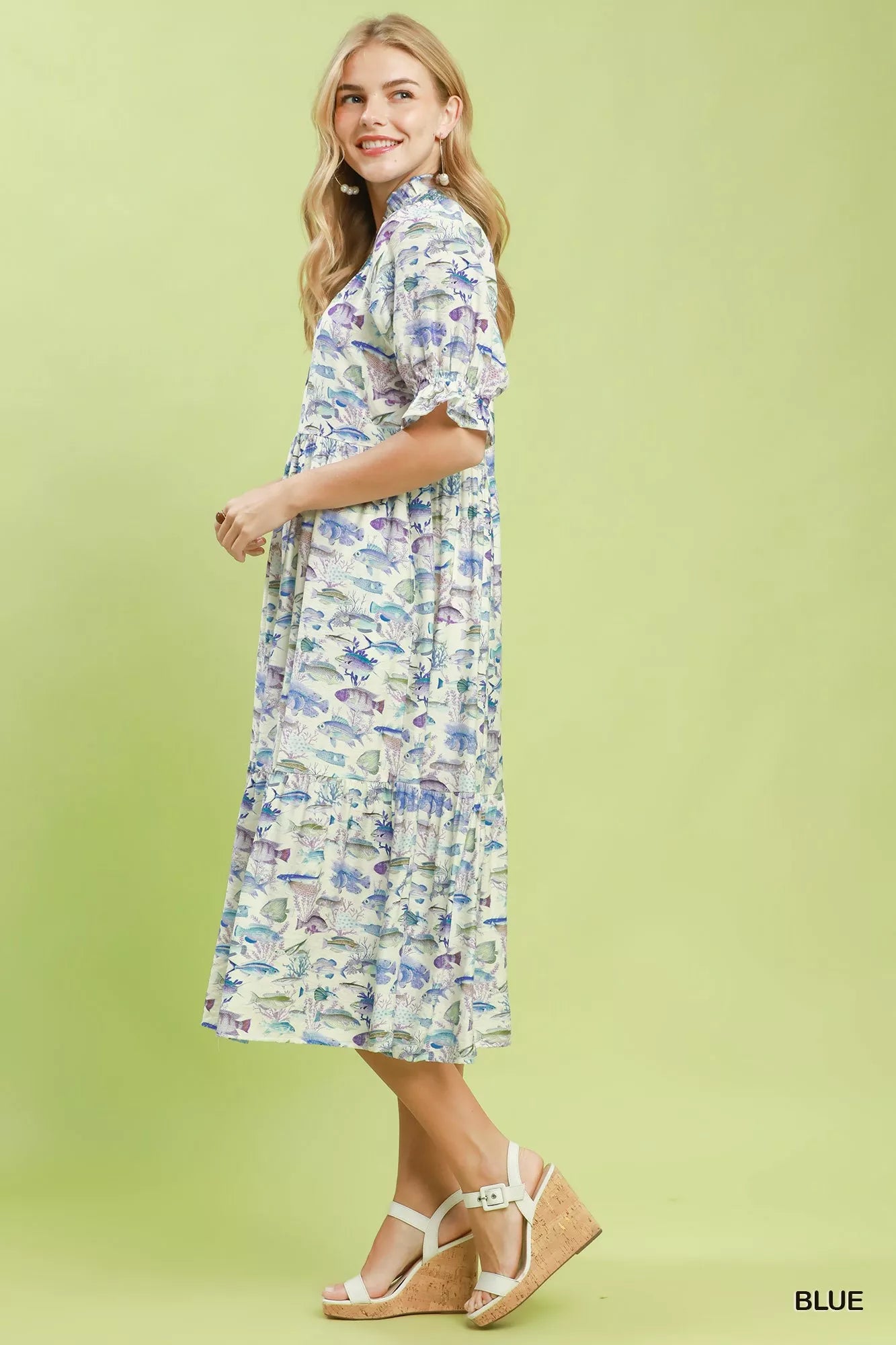 Umgee Print Tiered Midi Dress Secondary image