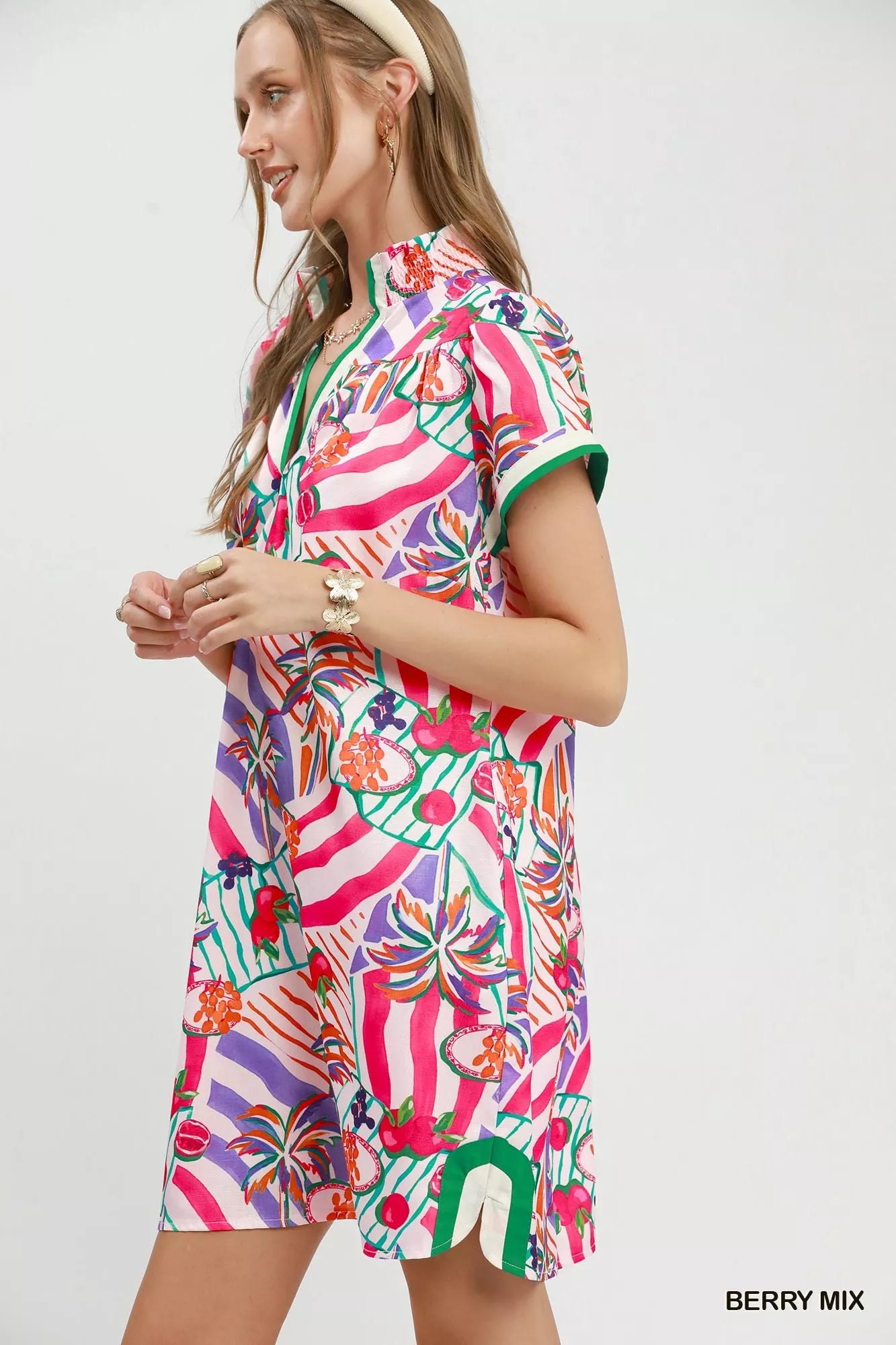 Umgee Tropical Print Collared Shift Dress Secondary image