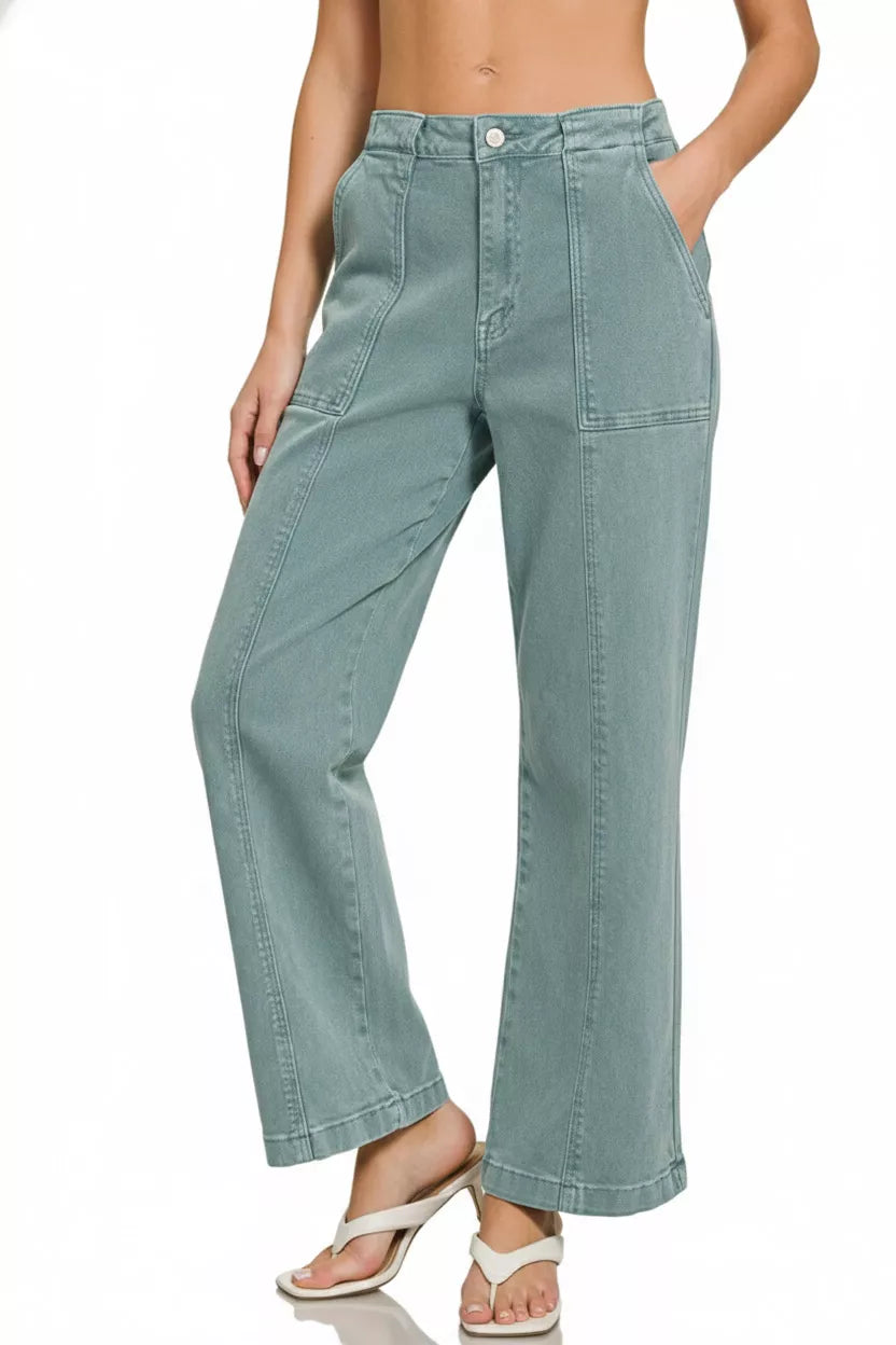 Zenana Straight Leg Utility Pocket Jeans Secondary image