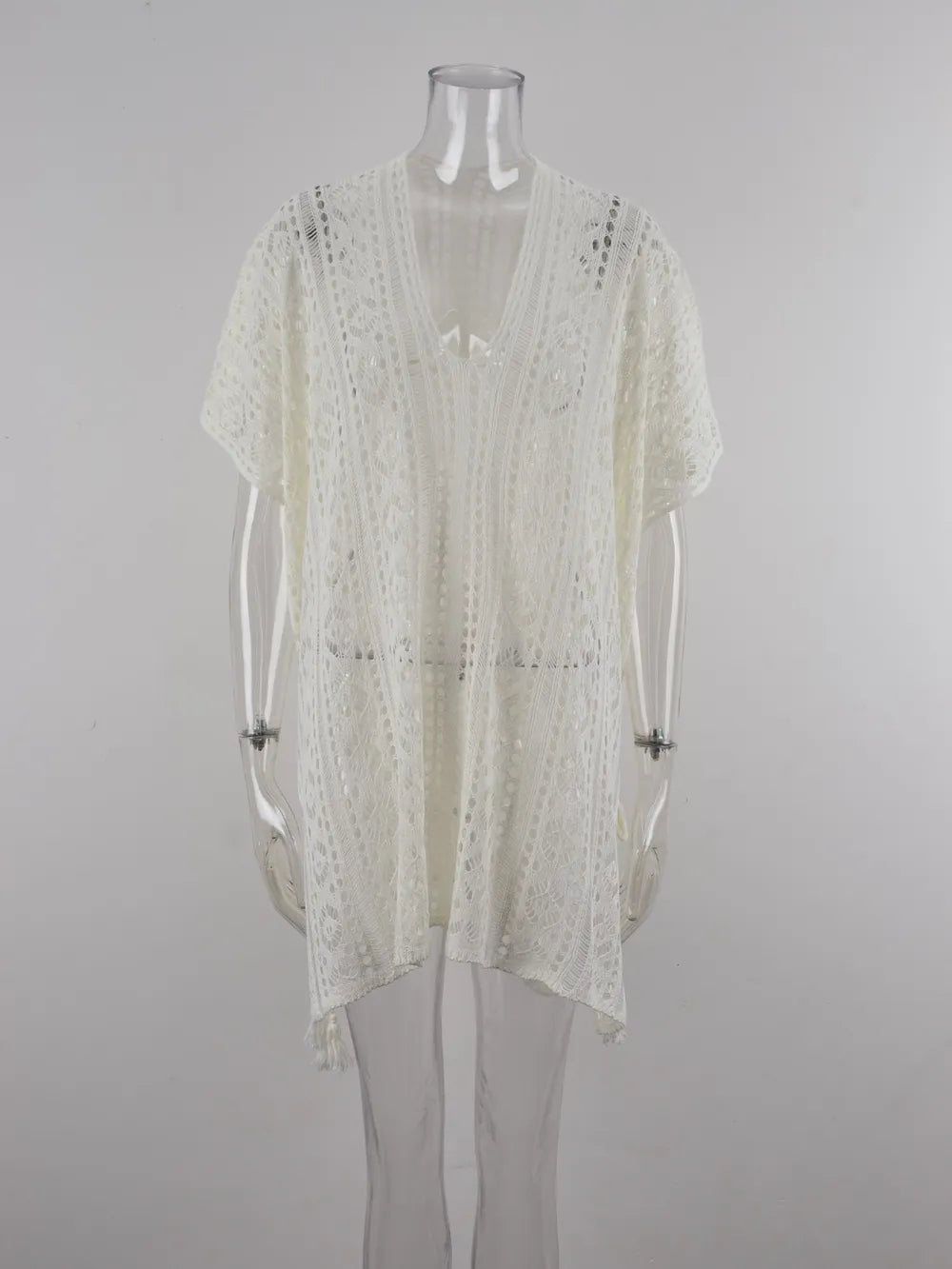 Angel Wings Cutout V-Neck Cover-Up with Tassel Secondary image