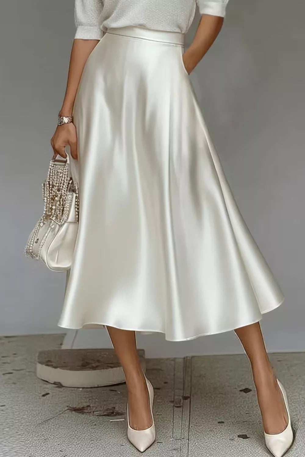 Satin A-Line Midi Skirt Secondary image
