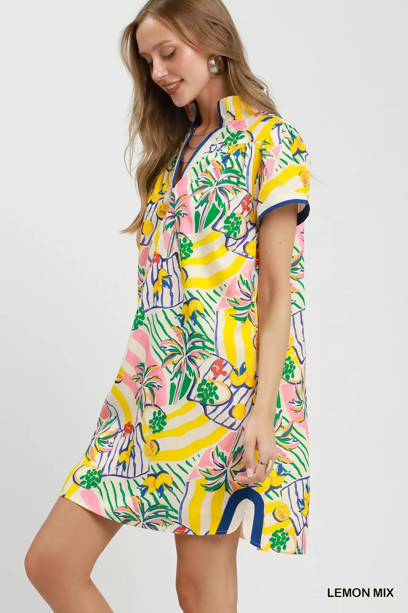 Umgee Tropical Print Collared Shift Dress Secondary image