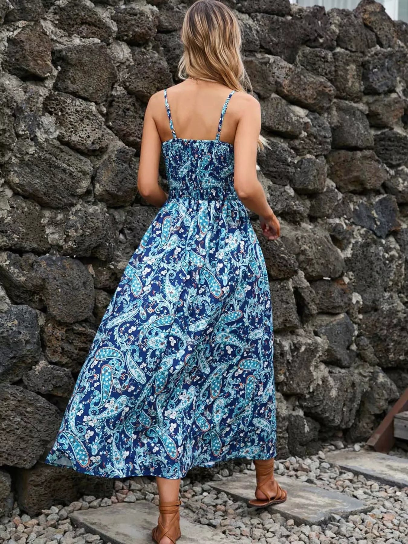 Paisley Print Spaghetti Strap Midi Dress Secondary image