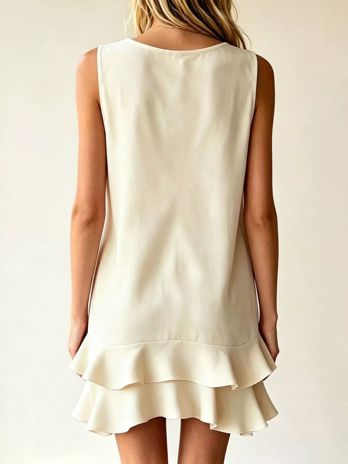 Full Size Sleeveless V-Neck Tiered Ruffle Mini Dress Plus Size Secondary image