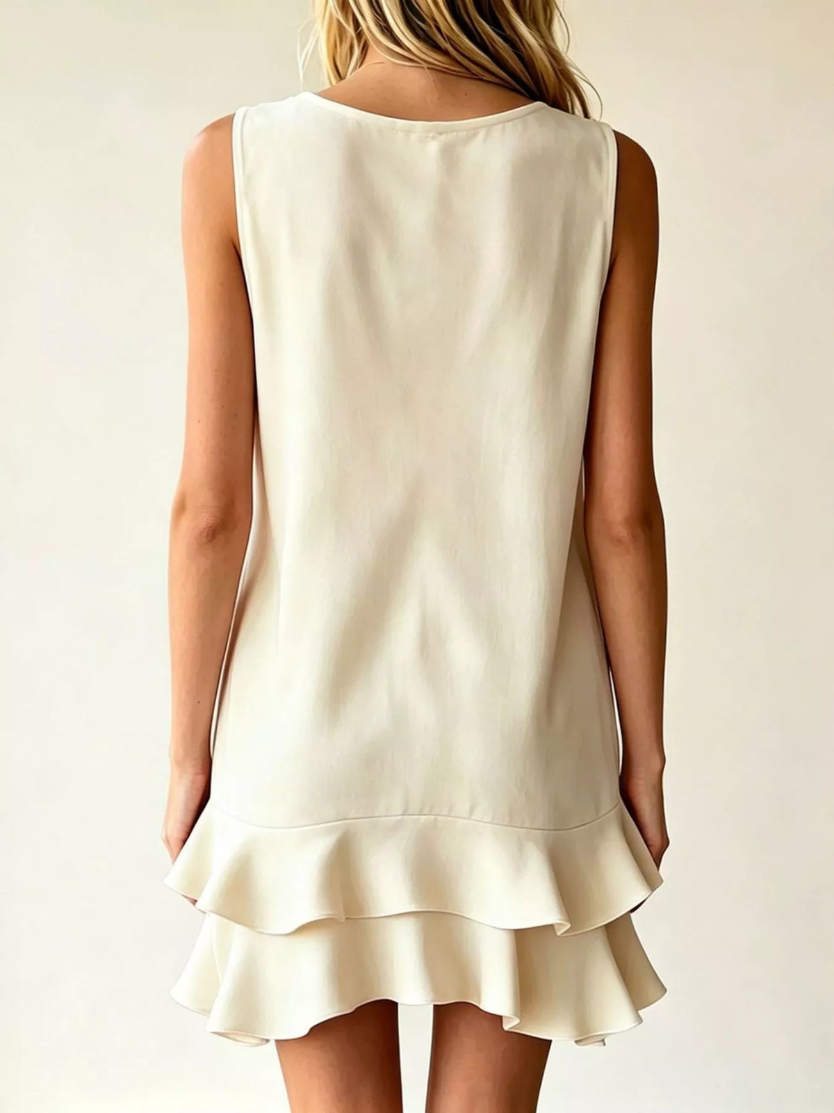 Full Size Sleeveless V-Neck Tiered Ruffle Mini Dress Plus Size - photo 2