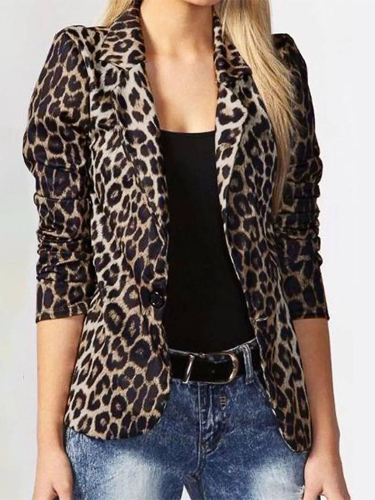 Leopard Print One Button Blazer - photo 5