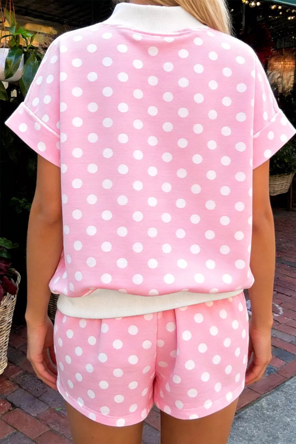 Polka Dot Short Sleeve Top and Shorts Set Secondary image
