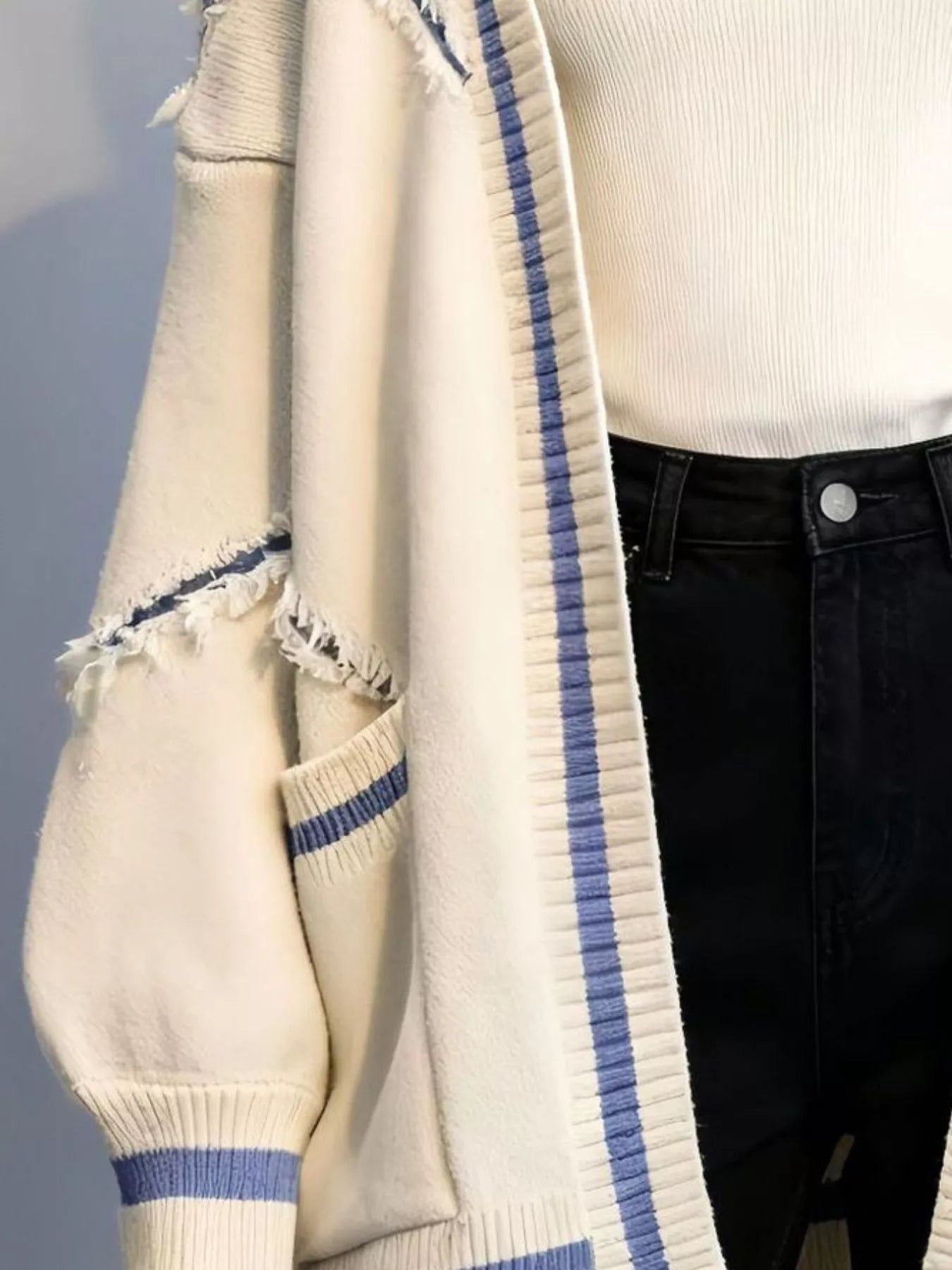 Frayed Hem Open Front Cardigan Secondary image