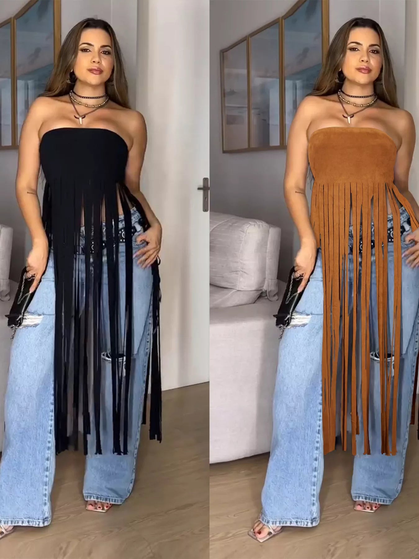 Fringe Trim Tube Top Secondary image