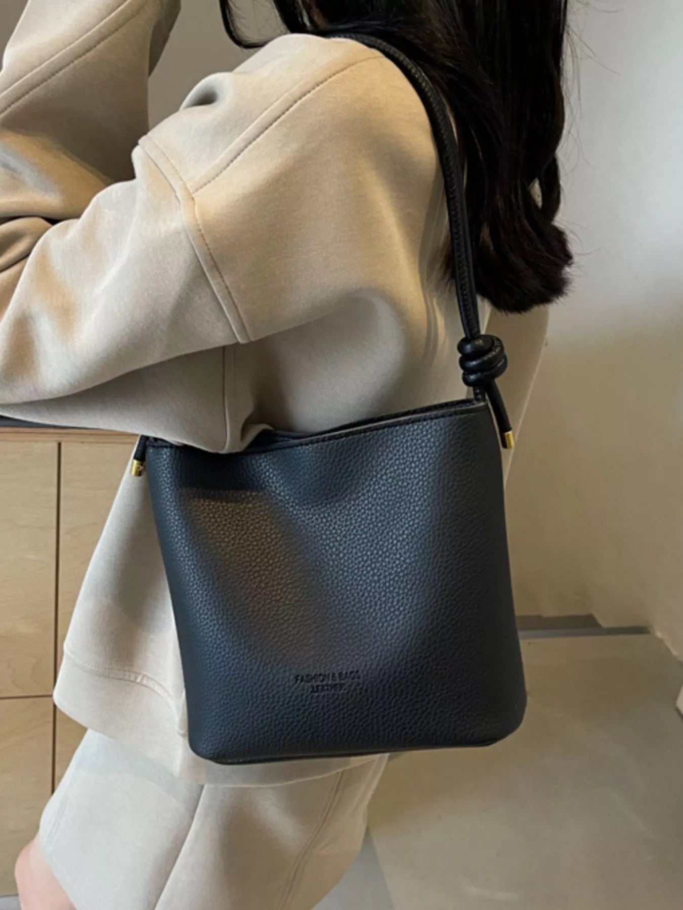 Leather Bucket Crossbody Bag Secondary image