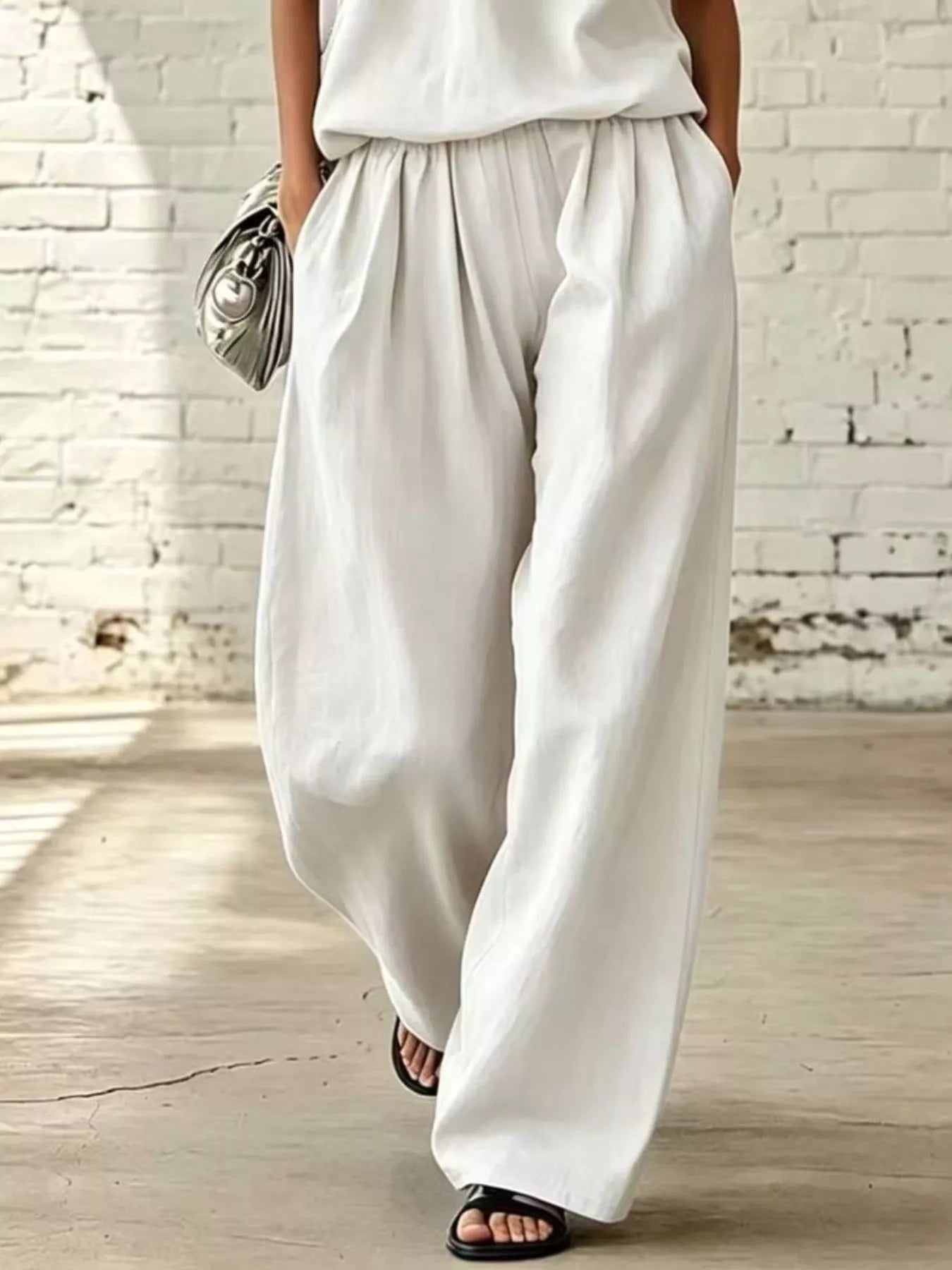 Full Size Sleeveless Top and Wide-Leg Pants Set Plus Size Secondary image