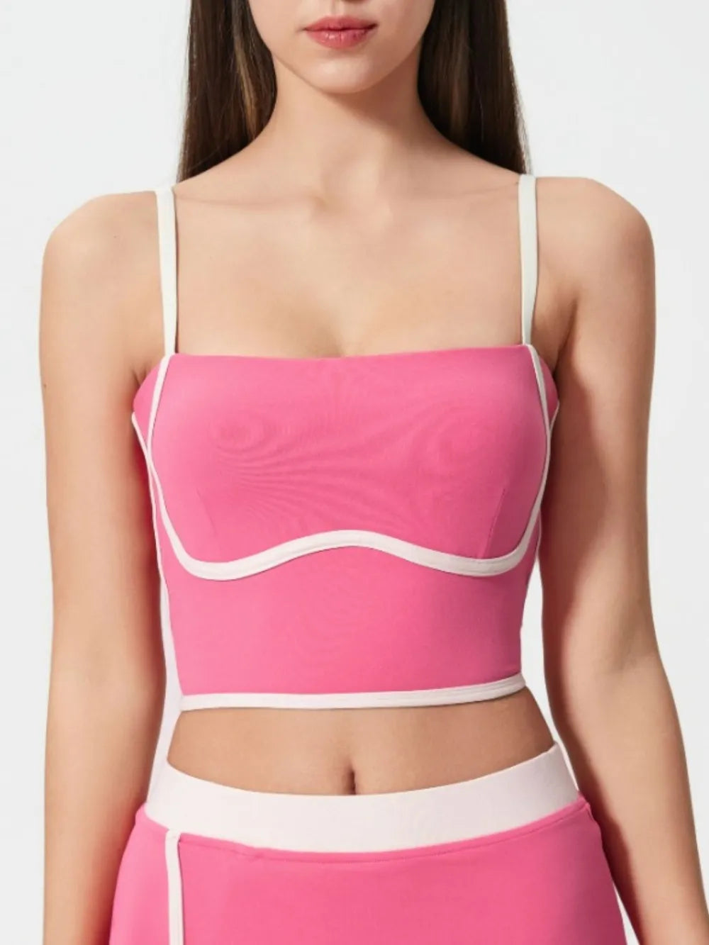 Millennia Contrast Trim Square Neck Active Cami with Detachable Chest Pads Secondary image
