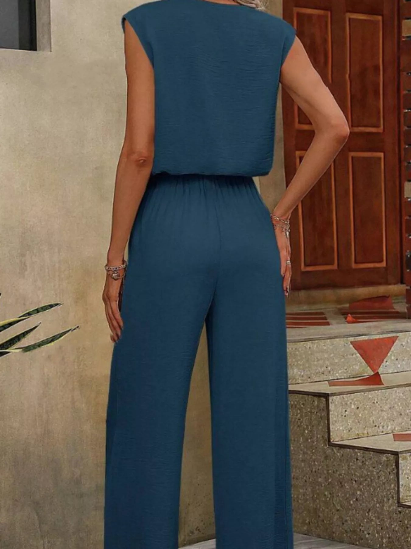 V-Neck Sleeveless Tank and Wide-Leg Pants Set Secondary image