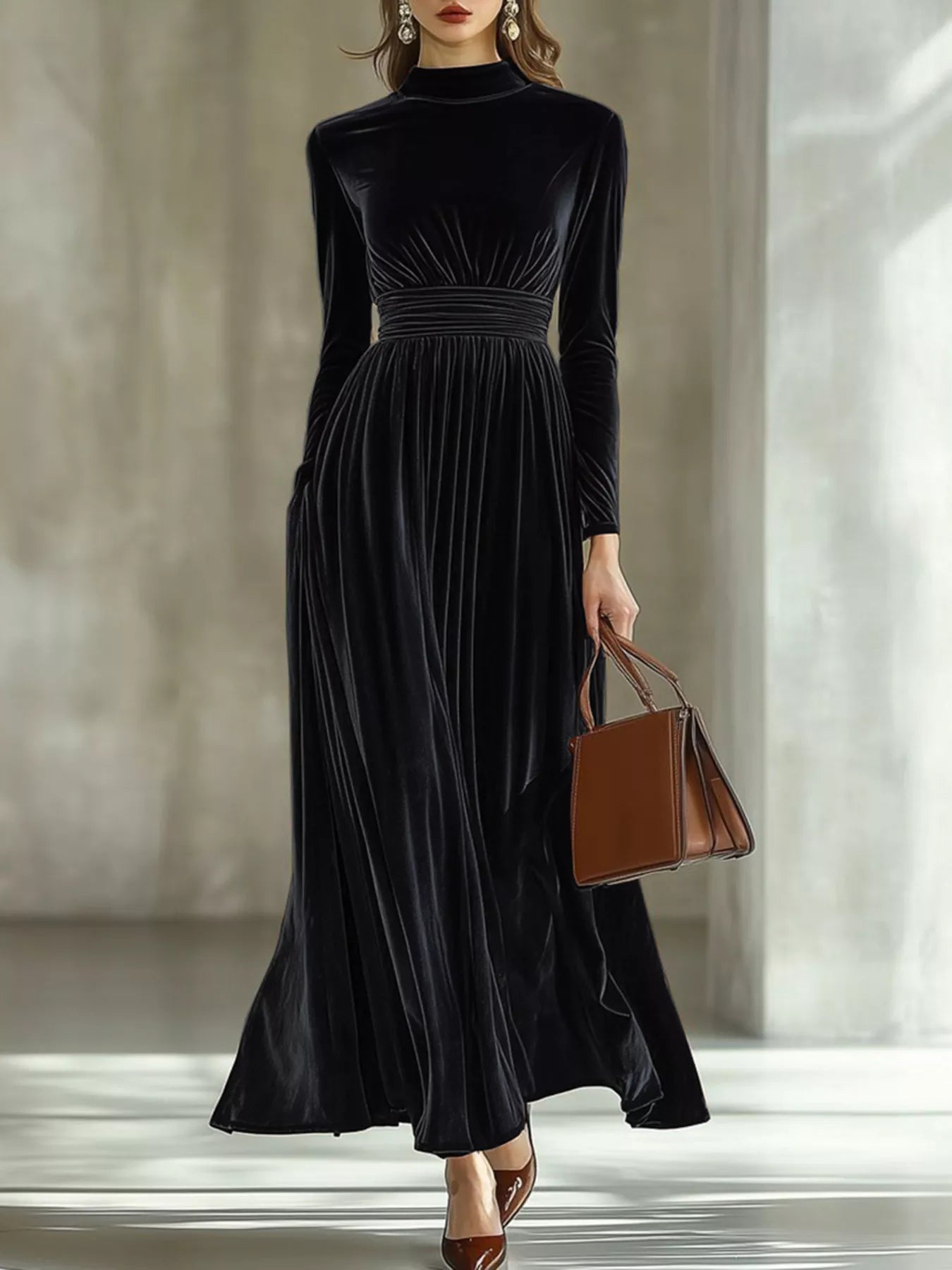 Mock Neck Long Sleeve Maxi Dress Secondary image