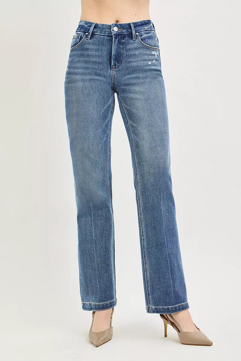 RISEN Tummy Control 4way Stretch Mid Rise Straight Crease Line Secondary image